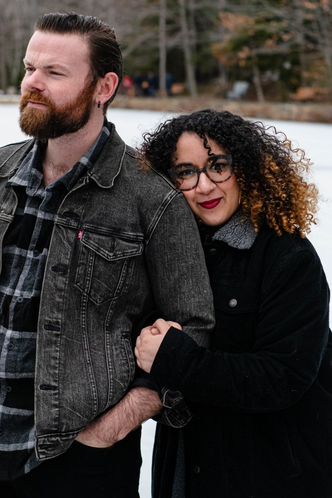 Couple in winter posing together